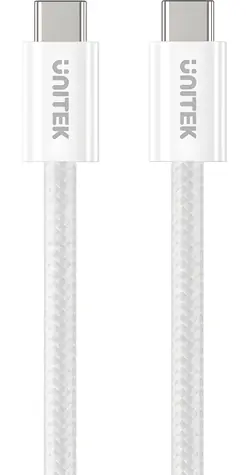 Unitek C14141AWH01-1M biały / Kabel ładujący / USB-C - USB-C / 100 W / PD / 1 m / pleciony / zwijany magnetycznie