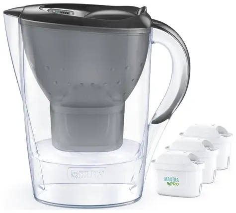 Brita Marella grafit + 3 filtry / Dzbanek filtrujący wodę / 2,4 l / filtr: Maxtra Pro Pure Performance