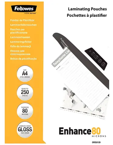 Fellowes Capture / Folia laminująca / A4 / 80 mic / błyszcząca / 250 szt.