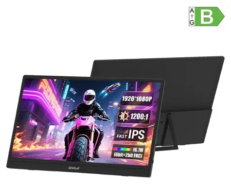 15,6" Zeuslap ZB156 / LCD / 1920 x 1080 / 16:9 / 4 ms / 270 cd-m2 / 1200:1 / USB-C i mini-HDMI / przenośny