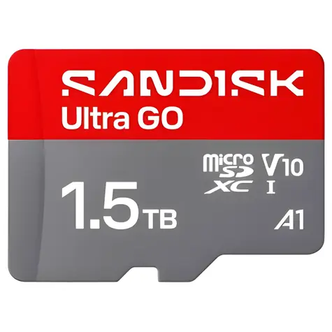 SanDisk Ultra GO microSDXC 1,5 TB / karta pamięci microSD / UHS-I U1 V10 / odczyt: do 190 MB/s / A1 / Full HD