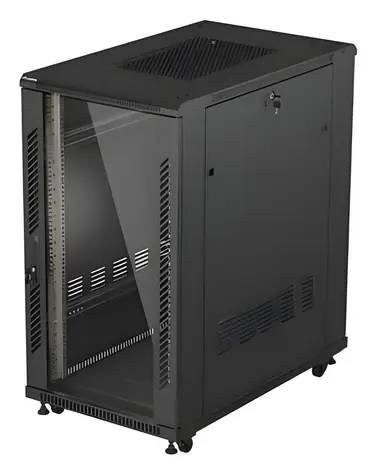 Lanberg 22U 19" czarny / Szafa rack / 600x1000 mm / Opakowanie płaskie / Drzwi szklane