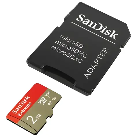 SanDisk Extreme microSDXC 2TB + adapter / Karta pamięci / UHS-I U3 / V30 / A2 / odczyt: 240 MB/s / zapis: 140 MB/s