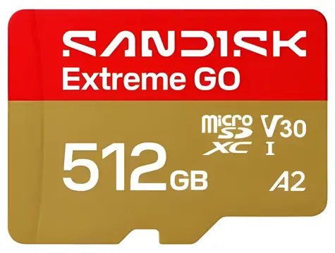SanDisk Extreme GO microSDXC 512 GB / karta Micro SD / odczyt 240 MB/s / zapis 160 MB/s
