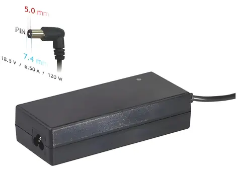 Akyga / Ładowarka do laptopa / 18,5 V / 6,5 A / 120 W / 7,4 x 5,0 mm + pin / do HP i Compaq