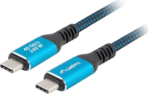 Lanberg CA-CMCM-45CU-0015-BK czarno-niebieski / Kabel USB-C - USB-C / 1,5 m