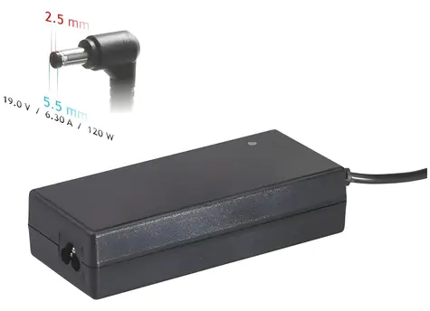 Akyga / Ładowarka do laptopa / 19V / 6,3 A / 120W / złącze 5,5x2,5 mm