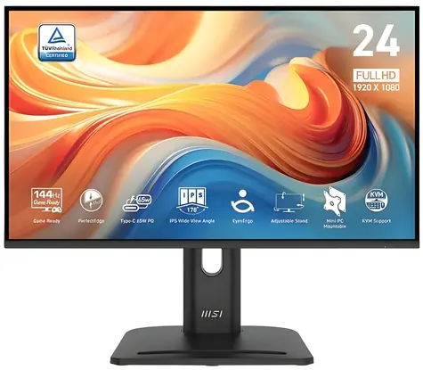 23,8" MSI PRO MP245PHGN E14 czarny / Monitor / FHD / IPS / 144 Hz / HDMI+DP / VESA