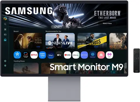 32" Samsung SMART M9 OLED srebrny / Monitor / OLED / 3840 x 2160 / 165 Hz / Tizen / USB-C PD 90 W