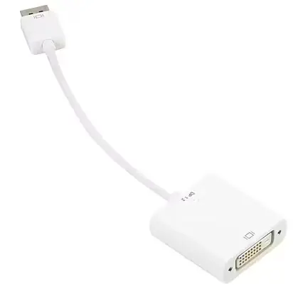 Sharkoon DisplayPort 1.2 0,15 m biały / Adapter / DisplayPort do DVI-D 24+1 / 3840×2160 30 Hz