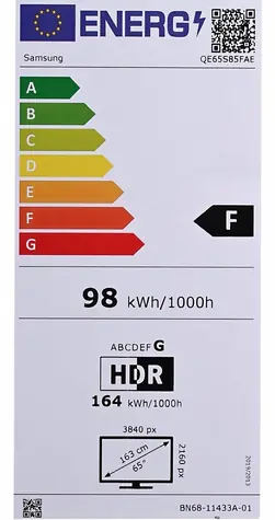 65-calowy Samsung QE65S85FAE czarny / Telewizor / 4K / OLED / HDMI / USB / LAN / Wi-Fi / BT / głośniki 20 W