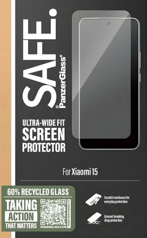 PanzerGlass SAFE UWF do XIAOMI 15 czarny / Szkło hartowane / W pełni klejące / grubość 0,58 mm