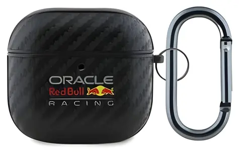 Etui Red Bull PU Carbon czarne / do AirPods 4 / skóra syntetyczna / wygląd włókna węglowego