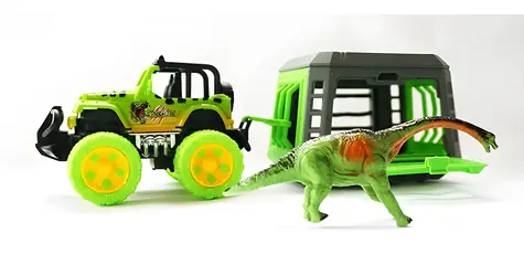 MAC TOYS Samochód Jeep z przyczepą i dinozaurem / Plastik