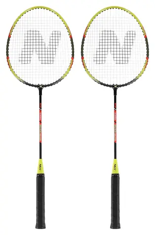 NILS NRZ204-1 / Zestaw 2 rakietek do badmintona / stal + aluminium / 66 cm / + pokrowiec + 3 lotki piórkowe