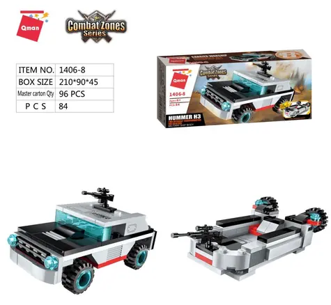 QMAN Aircraft Carrier 1406-8 Hummer H3 2w1 Car / Zestaw konstrukcyjny / 84 elementy / od 6 lat