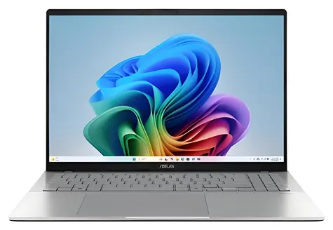 Asus Vivobook S16 srebrny / Notebook / 16" WUXGA OLED / Snapdragon X1-26-100 / 32 GB RAM / 512 GB SSD / W11H
