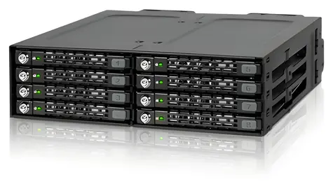 Stacja dokująca ICY Dock MB998SK-B czarna / Płyta montażowa do 8 dysków twardych/SSD 2,5" / SATA III / Hot-Swap / 1 dysk 5,25"