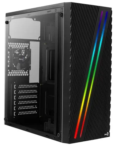 AeroCool Streak czarny / obudowa PC / Midi Tower / ATX / podświetlenie RGB / okno boczne / bez zasilacza
