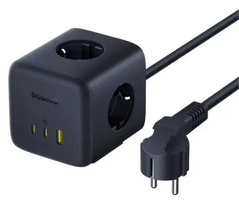 Baseus EnerFill FA11 Cosmic Black / Stacja ładująca / 67 W / 3 x AC / 2 x USB-C / 1 x USB-A