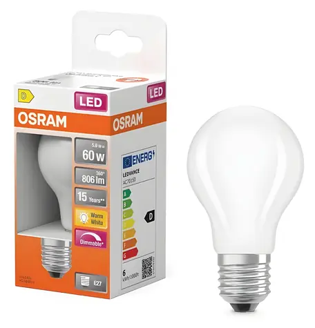 OSRAM LED Classic A60 / Żarówka / E27 / 5,9/7,5 W / 806 lm / 2700 K / Ściemnialna