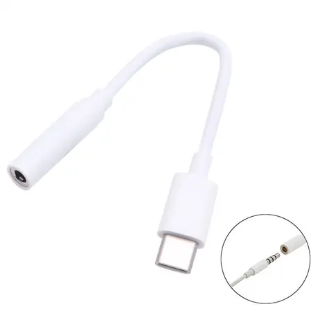 PremiumCord biały / Adapter / USB-C do gniazda 3,5 mm / układ DAC / 10 cm