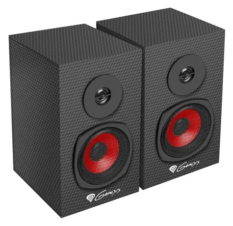 Genesis Helium 200 czarno-czerwony / Głośniki / 20W RMS / 2.0 stereo / drewno / Jack 3,5 mm