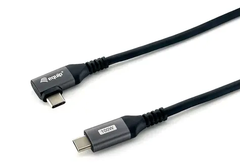 Equip 128891 czarny / kabel USB-C / kątowy 90° / PD 100W / USB 2.0 / 1 m