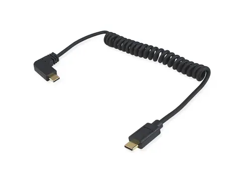 Kabel Equip czarny / USB-C do USB-C / USB 2.0 / spiralny 90° / 1 m