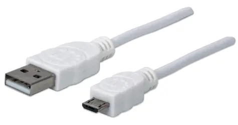 Manhattan USB 2.0 A - Micro-B biały / Kabel / 1 m / 480 Mbit/s