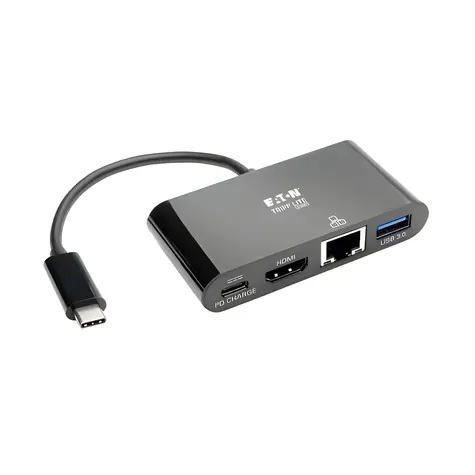 EATON Tripp Lite U444-06N-H4GUB-C czarny / Adapter wieloportowy / USB-C / 4K HDMI / RJ-45 / ładowanie PD