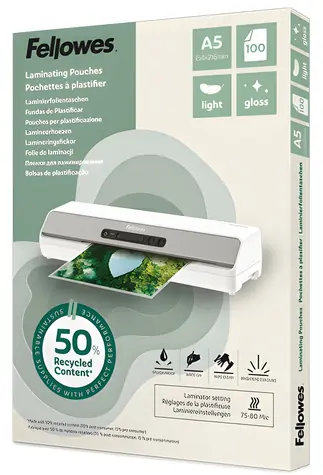 Fellowes A5 Light / Folia laminująca / 100 szt. / błyszcząca