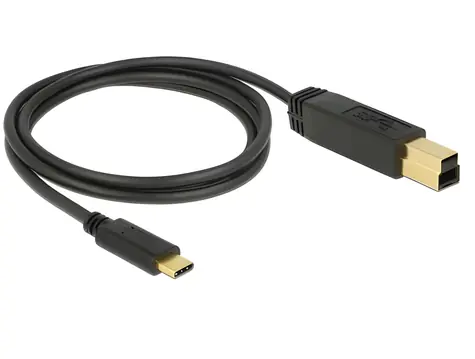 DeLock USB-C - USB-B czarny / Kabel / USB 3.2 Gen 2 (10 Gbit/s) / 1 m