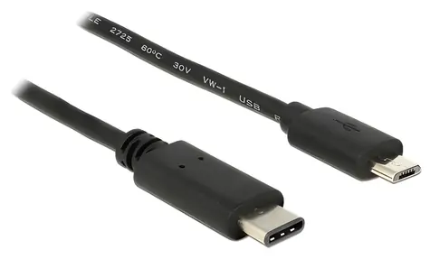 DeLock USB-C - Micro-USB B czarny / Kabel / USB 2.0 / 1 m / 480 Mbit/s