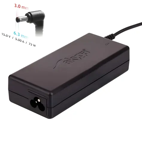 Zasilacz do laptopa Akyga AK-ND-14 / Toshiba / 15V / 5A / 75W / 6,3x3,0 mm
