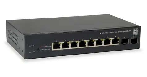 LevelOne GEP-1051 / Przełącznik / 8x Gigabit PoE+ (70 W) / 2x SFP / Web SMART / Zarządzalny L2/L3/L4