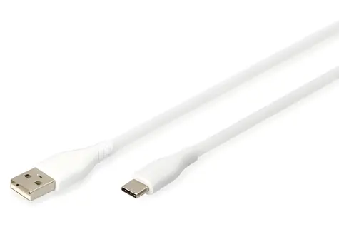 Digitus USB-C - USB-A biały / Kabel do transmisji danych / Silikonowy / USB 2.0 / PD 60 W / 2 m