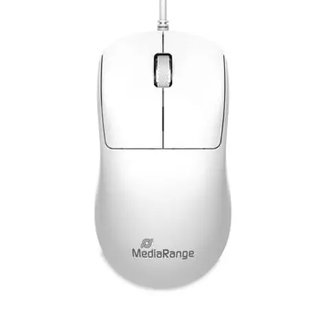 MediaRange MROS255 biała / Mysz optyczna / 1000 DPI / USB / 3 przyciski / 1,5 m