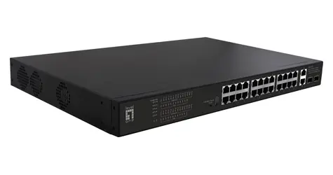 LevelOne FGP-2831 / Przełącznik / 24x FE PoE+ / 2x GE / 2x SFP / 390 W / 19" / Niezarządzany