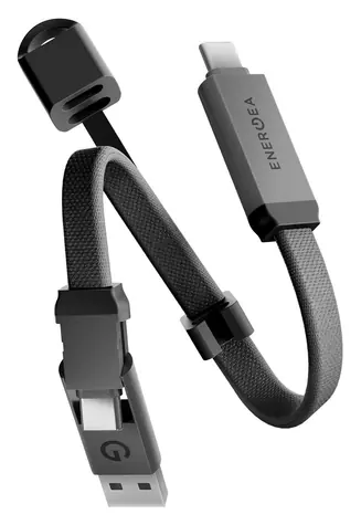 Energea Sheath Key 2w1 Gunmetal / Kabel do ładowania i transmisji danych do breloka / USB-C / 60 W / 15 cm