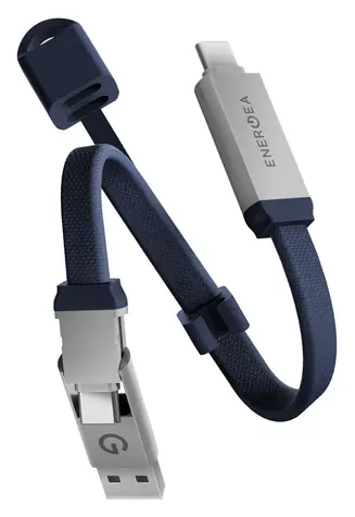 Energea Sheath Key 2w1 niebieski / Kabel do ładowania i transmisji danych do breloka / USB-C / 60 W / 15 cm