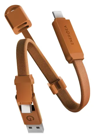 Energea Sheath Key 2w1 pomarańczowy / Kabel do ładowania i transmisji danych do breloka / USB-C / 60 W / 15 cm
