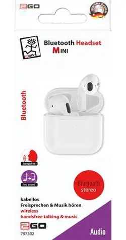 2GO TWS Mini białe / Bezprzewodowe słuchawki douszne / Bluetooth / mikrofon / etui ładujące