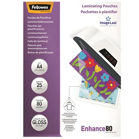 Fellowes ImageLast / Folia laminująca / A4 / 80 mic / błyszcząca / 25 szt.
