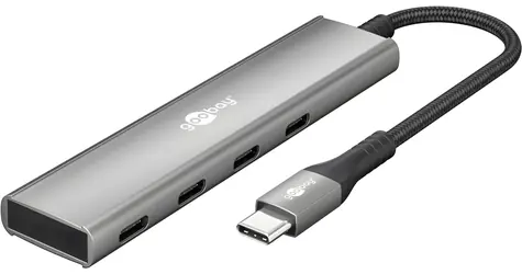 Goobay 76564 szary / hub USB / 4 porty USB-C / 5 Gbit/s