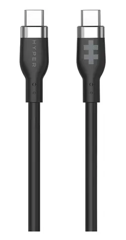 Kabel Hyper Charging Silikonowy 60 W USB-C (M) - USB-C (M) 1,5 m czarny / Kabel do transmisji danych / USB-C / 60 W