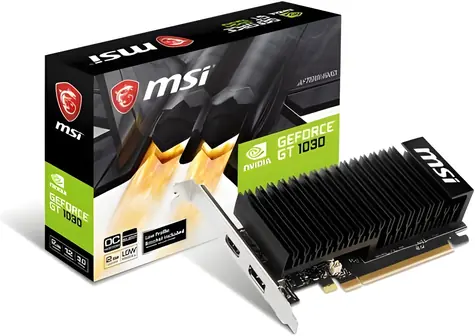 MSI GT 1030 2GHD4 LP OC / Karta graficzna / 2 GB GDDR4 / 64-bit / DP + HDMI / Chłodzenie pasywne