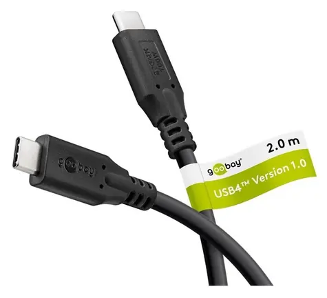 Goobay USB-C czarny / Kabel danych / USB4 / Power Delivery 100 W / 20 Gb/s / 2 m