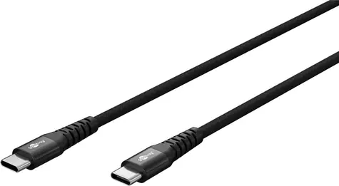 Goobay czarny / Kabel USB-C - USB-C / Osłona tekstylna / Złącza metalowe / 2 m
