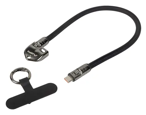 Lanberg USB-C - USB-C czarny / Kabel ładujący z brelokiem / 0,3 m / 240 W